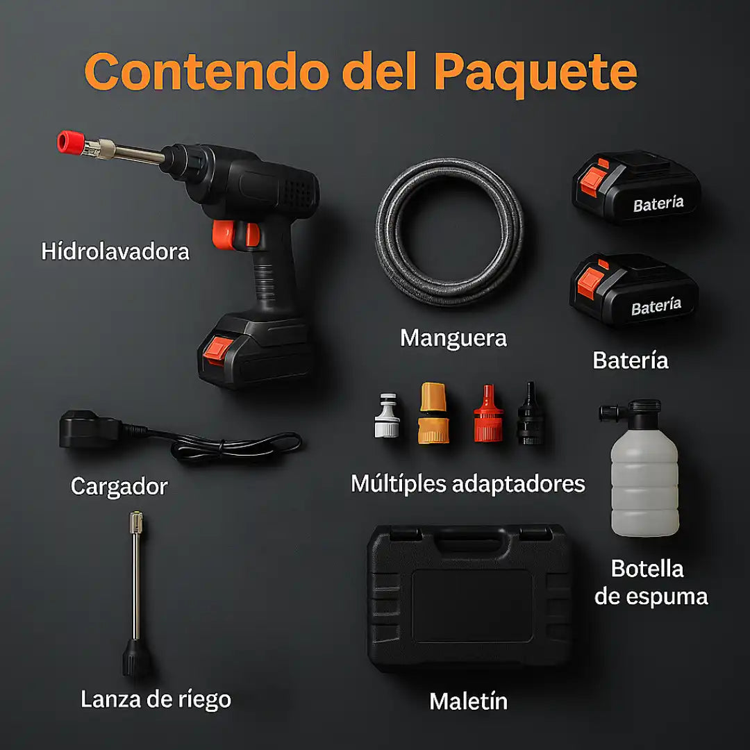 Hidrolavadora Inalámbrica Alta Presión Negro de 240W Potencia y Libertad