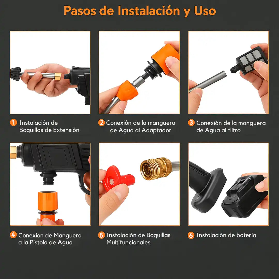 Hidrolavadora Inalámbrica Alta Presión Negro de 240W Potencia y Libertad