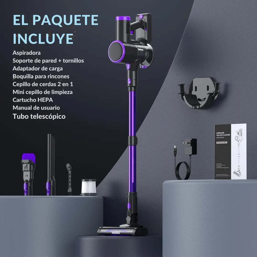 SmartClean | Aspiradora inalambrica con pantalla LED, 2 modos | 6 en 1, ligera y recargable con batería desmontable para el hogar