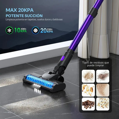 SmartClean | Aspiradora inalambrica con pantalla LED, 2 modos | 6 en 1, ligera y recargable con batería desmontable para el hogar