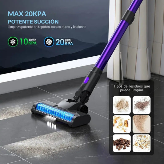 SmartClean | Aspiradora inalambrica con pantalla LED, 2 modos | 6 en 1, ligera y recargable con batería desmontable para el hogar