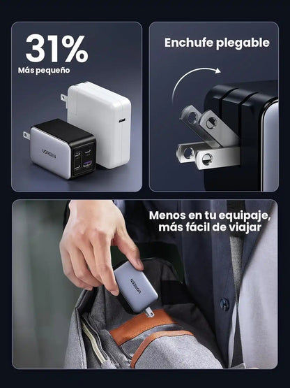 Cargador UGREEN 65W con 4 Puertos | Carga Rápida y Compacta para Todos tus Dispositivos