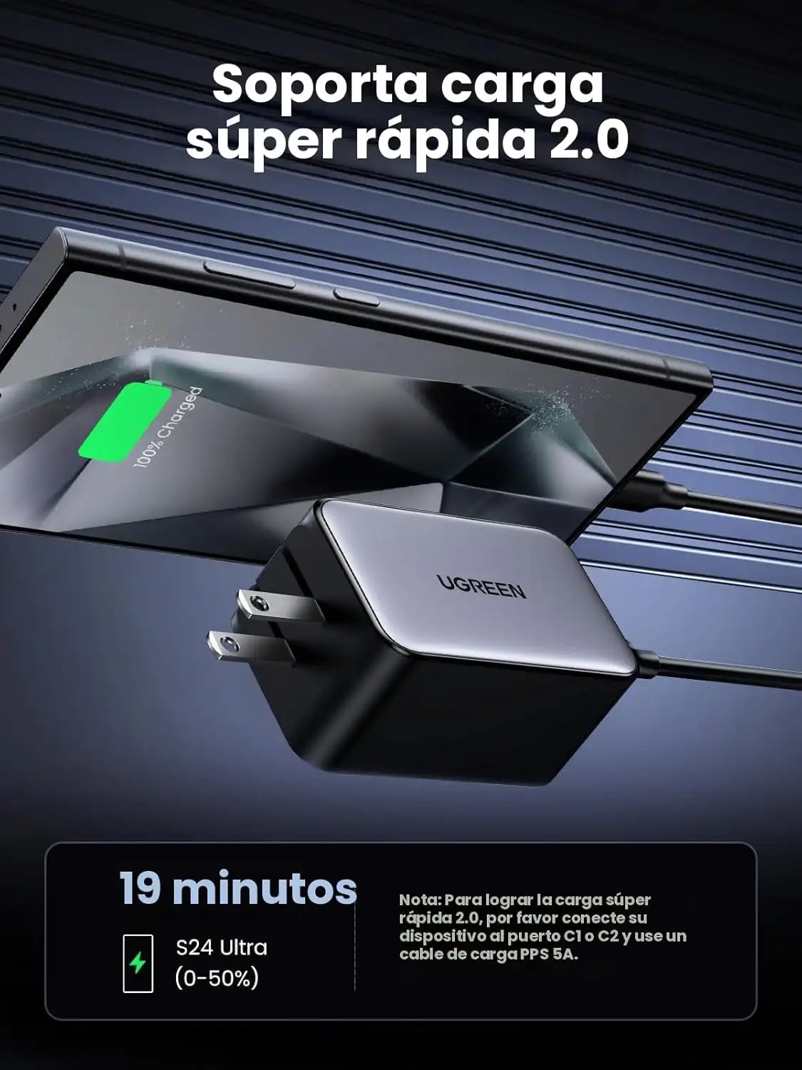 Cargador UGREEN 65W con 4 Puertos | Carga Rápida y Compacta para Todos tus Dispositivos