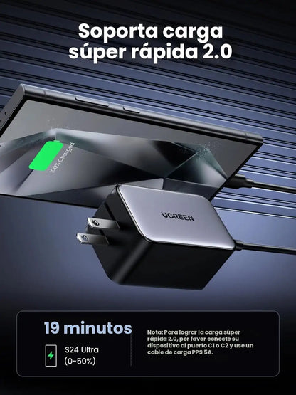 Cargador UGREEN 65W con 4 Puertos | Carga Rápida y Compacta para Todos tus Dispositivos