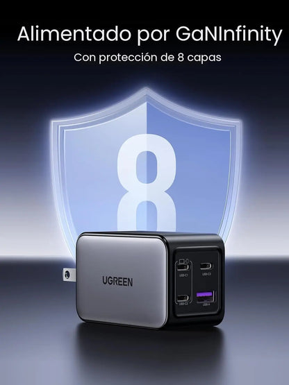 Cargador UGREEN 65W con 4 Puertos | Carga Rápida y Compacta para Todos tus Dispositivos